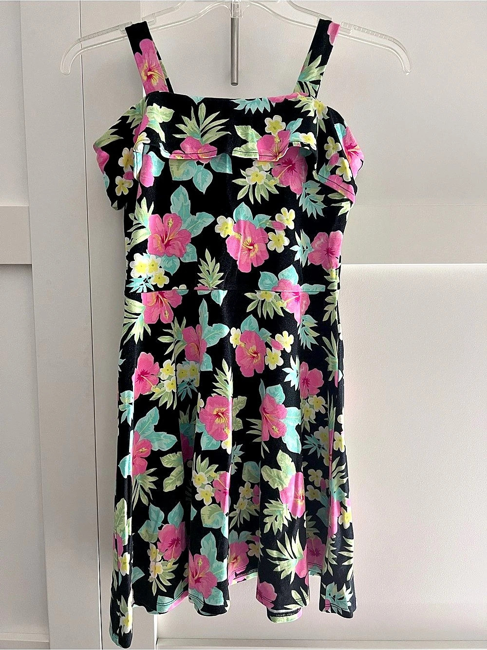 Floral Dress in Black & Pink